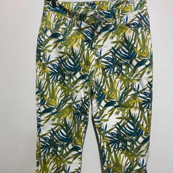 Chico's Women's Green Perfect Stretch Girlfriend Slim Leg Capri Size 0.5 Small - Picture 1 of 15